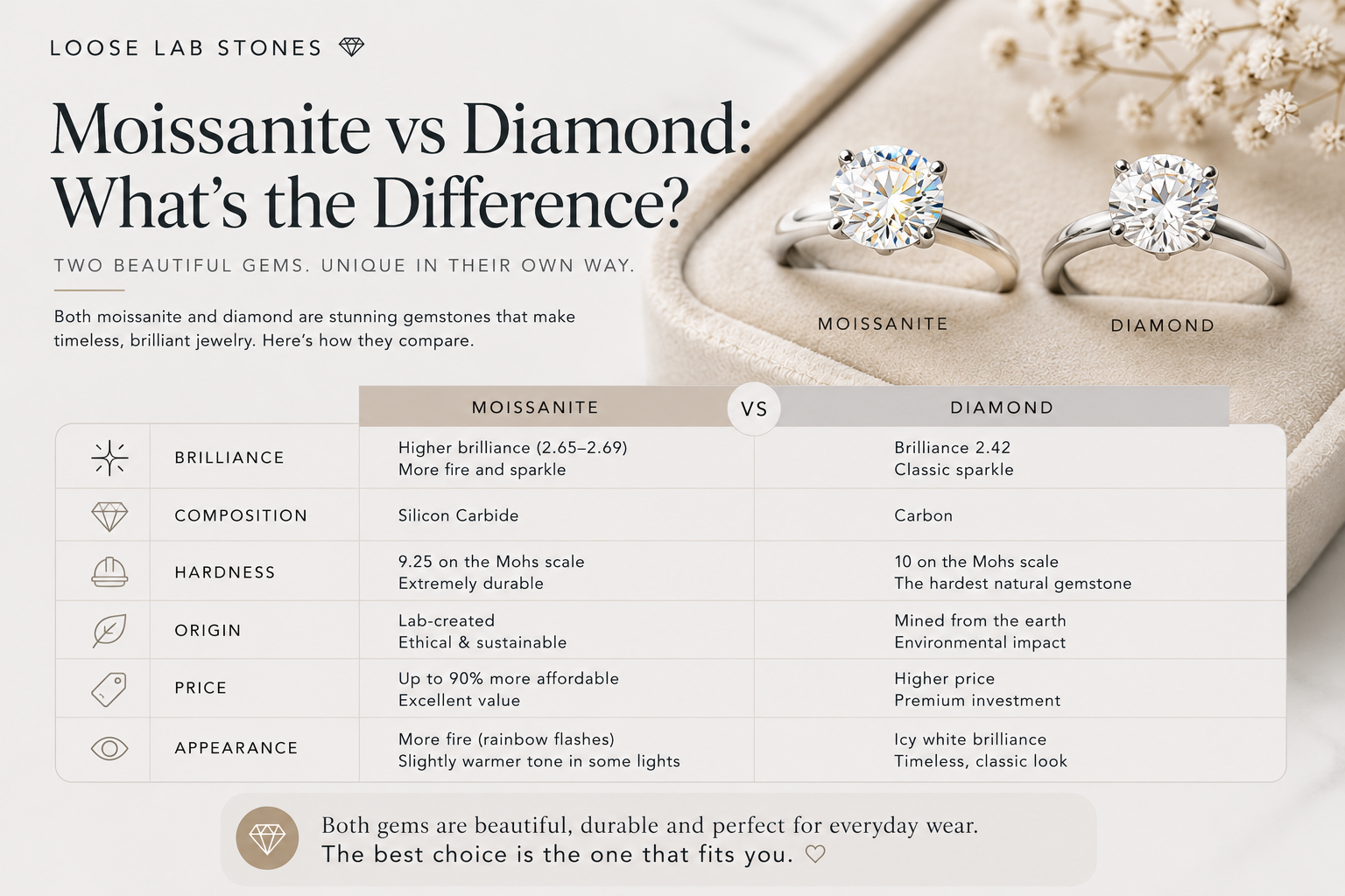 Moissanite vs Diamond: What's the Difference?