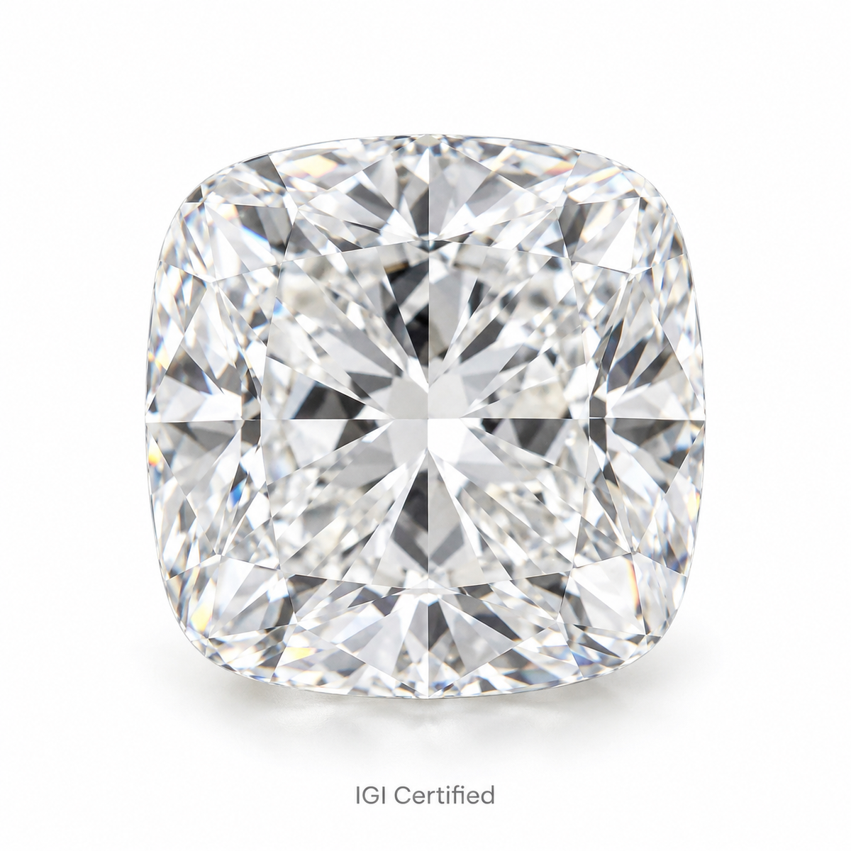 Cushion loose lab-grown diamond on a white background, illustrative product image