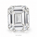 Emerald loose lab-grown diamond on a white background, illustrative product image