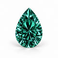 Green Pear Moissanite loose gemstone on a white background