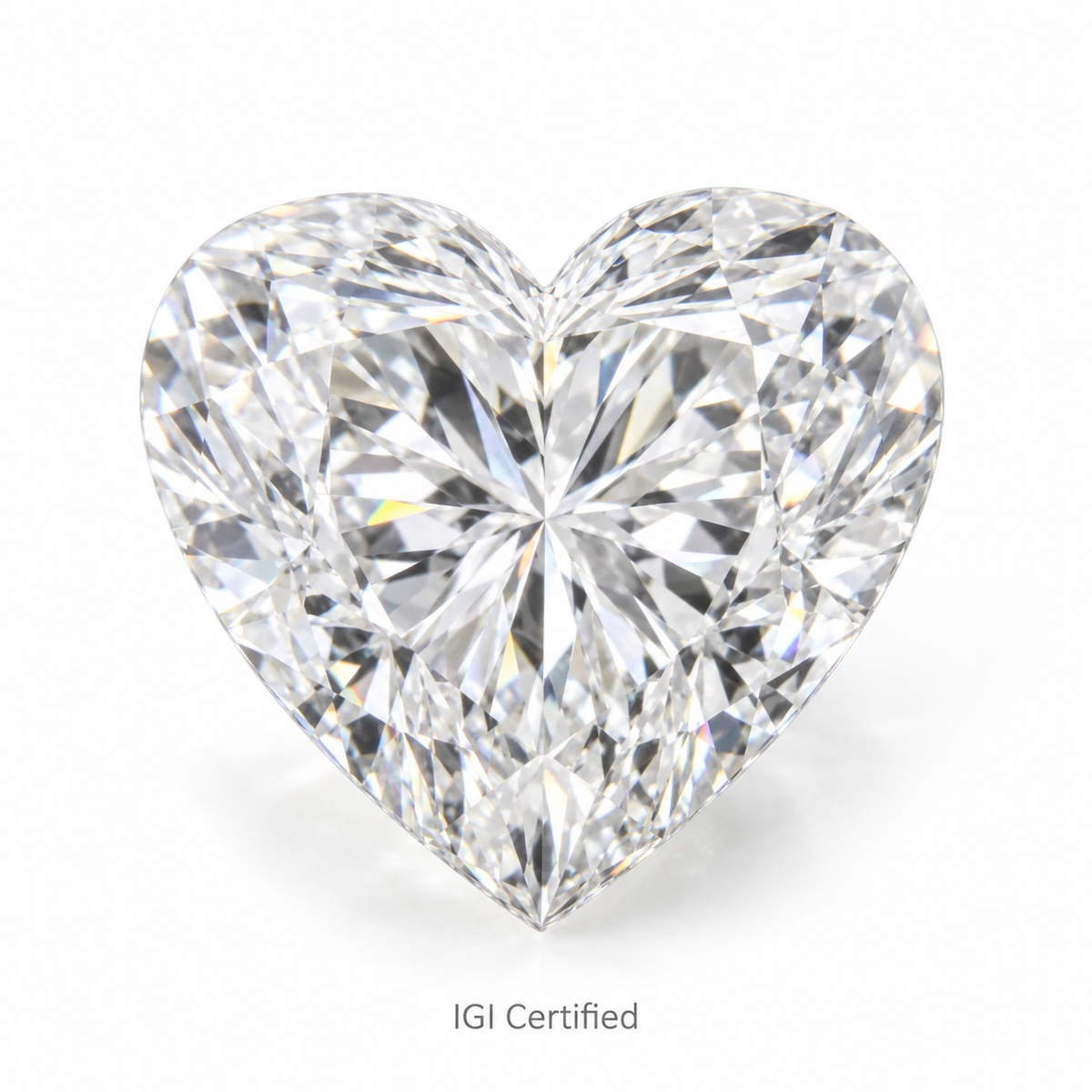 Heart loose lab-grown diamond on a white background, illustrative product image