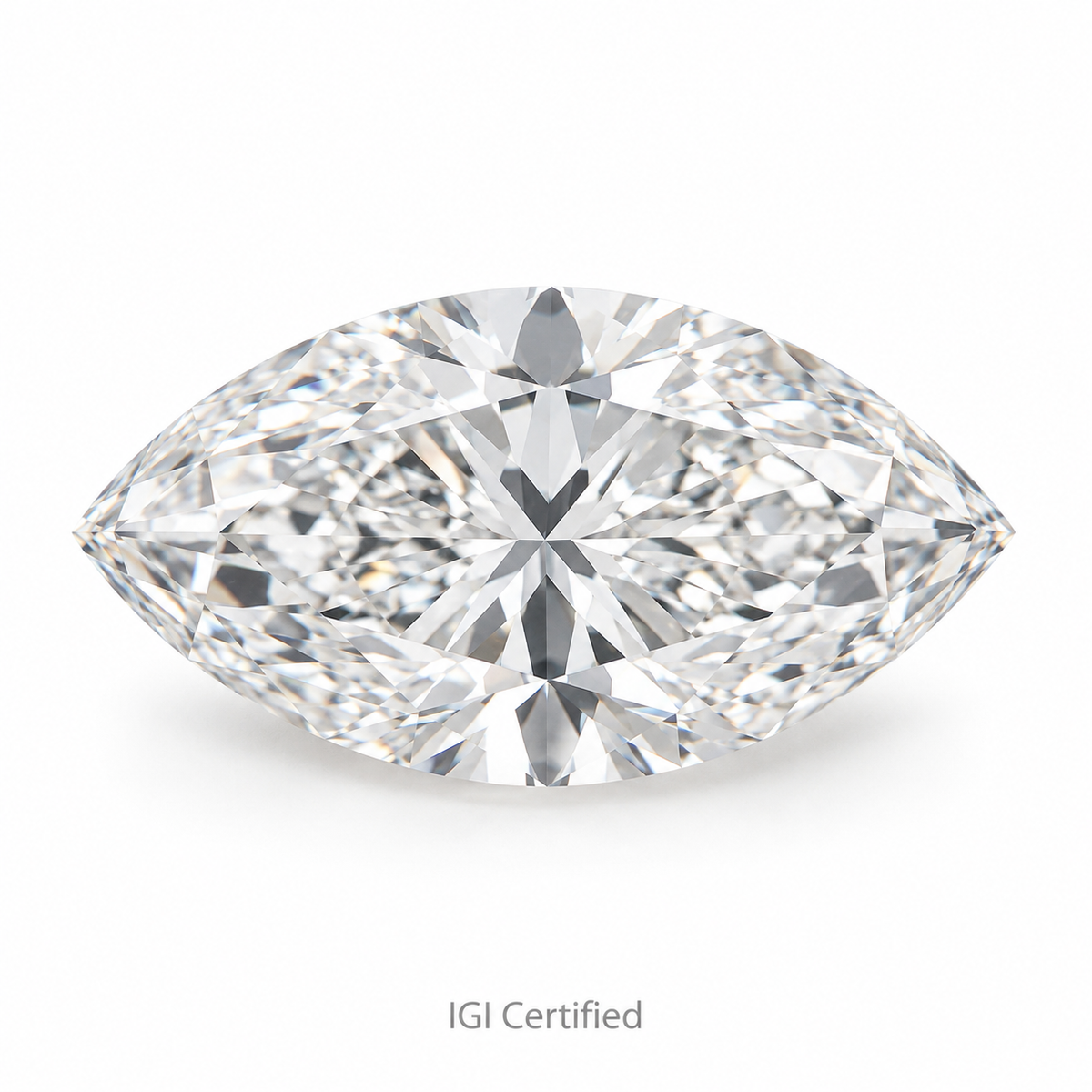Marquise loose lab-grown diamond on a white background, illustrative product image