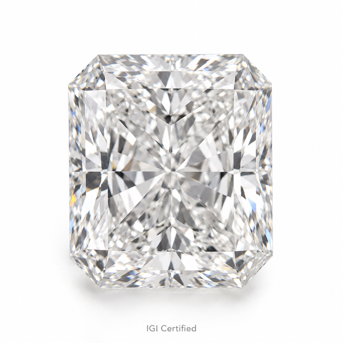 Radiant loose lab-grown diamond on a white background, illustrative product image